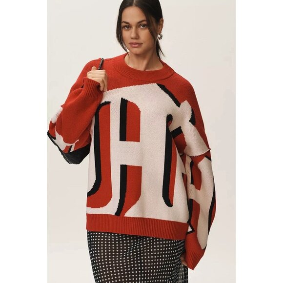 NWT Size XL - Anthropologie Oversized Graphic Monogram Sweater (NWT US$ 158) - Picture 3 of 16